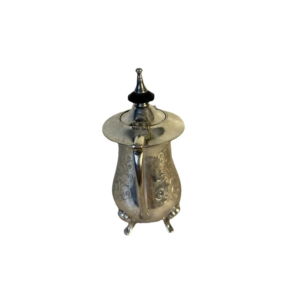 Silver Plated Vtg Creamer‎ Pitcher Detailed Design Traditional Collectible